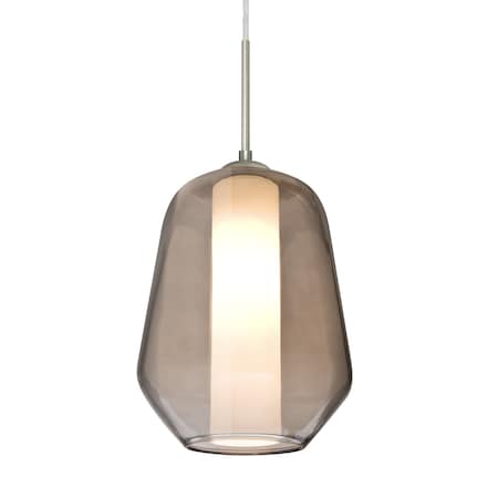 Besa Lighting Link Pendant, Smoke/Opal, Satin Nickel Finish, 1x60W Incandescent 1JT-LINKSM-SN